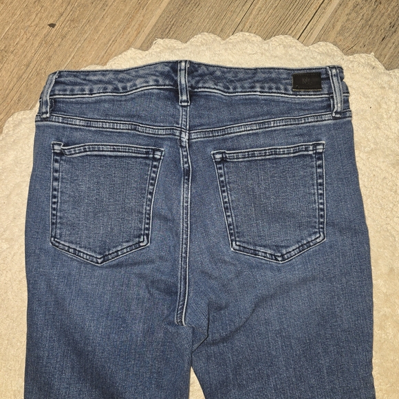 Vintage Ralph Lauren Dark Blue Crop Straight Leg Jeans With Plaid Cuff Lining - Picture 6 of 9